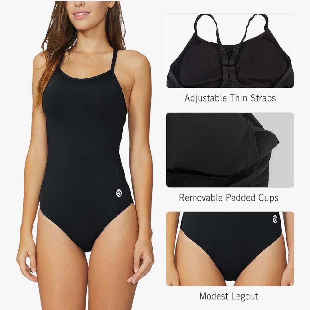Baleaf Women’s One-Piece Swimsuit Black Small Athletic UPF 50+ Adjustable Strap - Picture 4 of 9